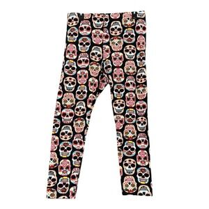 No Boundaries Leggings Size 2XL Sugar Skull Halloween Day of the Dead Spooky